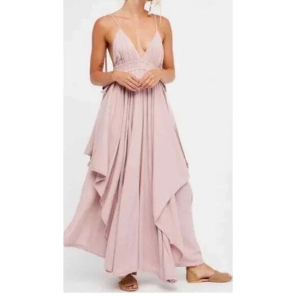Free People Endless Summer Tropical Heat Maxi Dress Rose Pink XS New - Picture 1 of 9